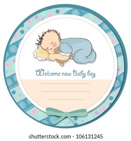 baby boy shower card with little baby