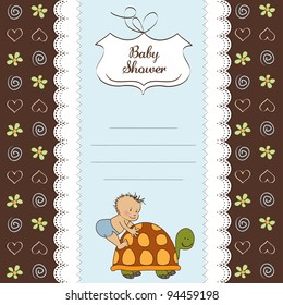 baby boy shower card with little baby