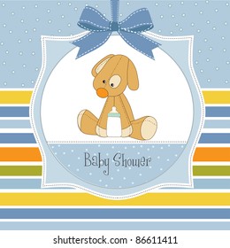 baby boy shower card with puppy toy