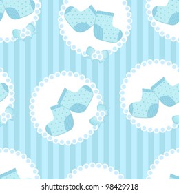 baby boy shower card with socks seamless pattern