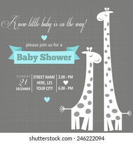 Baby Boy Shower Card , Vector Illustration