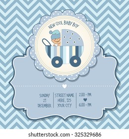 baby boy shower card, vector eps10