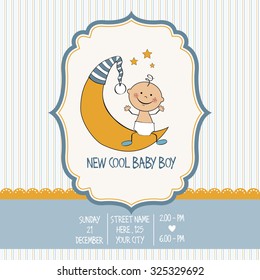 baby boy shower card, vector eps10
