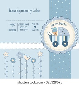 baby boy shower card, vector eps10