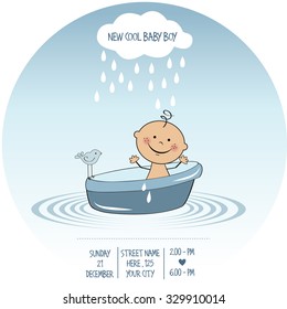 baby boy shower card, vector eps10