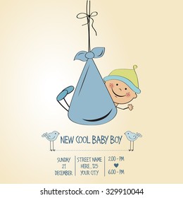 baby boy shower card, vector eps10