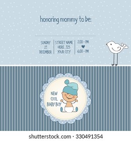 Baby Boy Shower Card, Vector Eps10