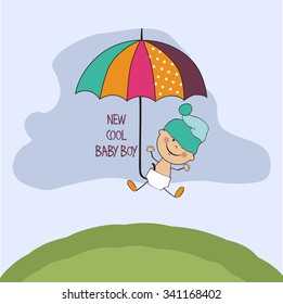 baby boy shower card, vector eps10