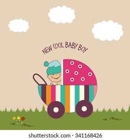 baby boy shower card, vector eps10