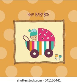 baby boy shower card, vector eps10