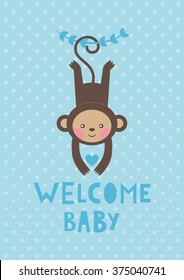 Tarjeta de ducha de bebé niño. Ilustración vectorial