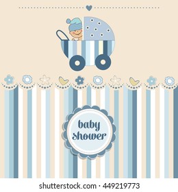 baby boy shower card, vector illustration