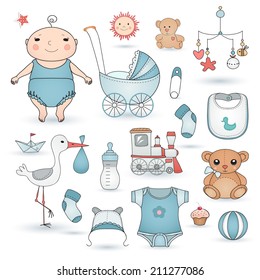 Baby boy shower.  Cute paper labels.