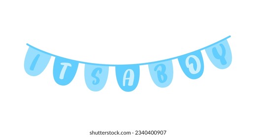 Baby boy shower design element with blue color isolated on white background. Illustration  for little newborn boy. 