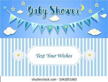 Baby boy shower invitation card design template svg