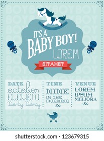 Baby Boy Baby Shower Invitation Card Template Vector/illustration