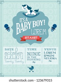 baby boy baby shower invitation card template vector/illustration