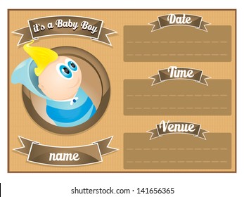 baby boy baby shower invitation card template vector/illustration
