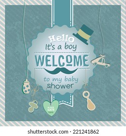 Baby boy - Baby shower invitation card template vector/illustration