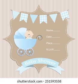 baby boy, baby shower invitation card. vector/illustration.