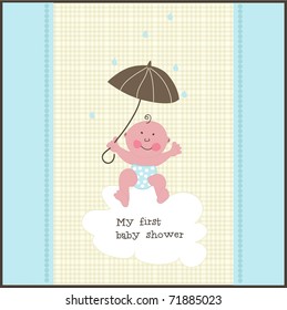 Baby boy shower invitation, vector
