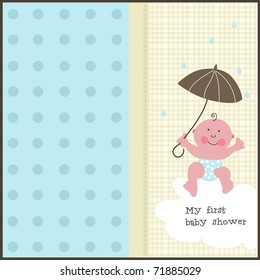 Baby boy shower invitation, vector