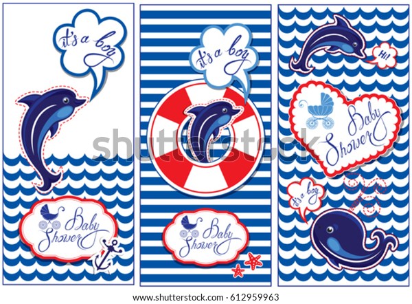 Baby Boy Shower Nautical Set Party Stock Vector Royalty Free
