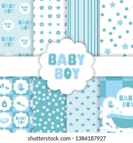 Baby boy shower pattern - blue symbols