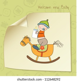 baby boy shower shower with wood horse toy