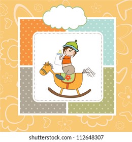 baby boy shower shower with wood horse toy