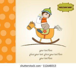 baby boy shower shower with wood horse toy