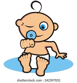 Baby boy showing, humorous vector image