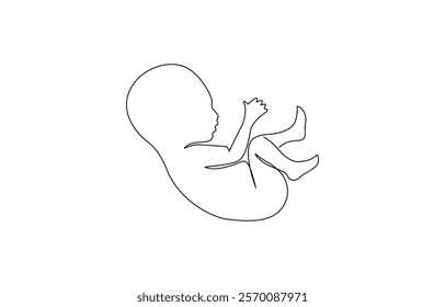 Baby boy sitting in continuous line art drawing style. One line drawing continuous hand drawn baby start crawling, Newborn baby sleep, one art line continuous drawing.