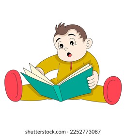 el bebé está sentado aprendiendo a leer en un libro. ilustración de diseño vectorial