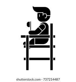 baby boy sitting on high chair  icon, vector illustration, sign on isolated background