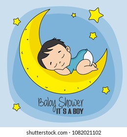 baby boy sleeping on top of the moon