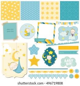 Baby Boy Sleeping Theme  - For Party, Scrapbook Or Design Elements - In Vector