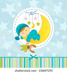 baby boy sleeping - vector illustration