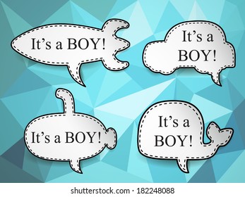 baby boy speech bubbles. Vector illustration of transportation speech bubbles for your text