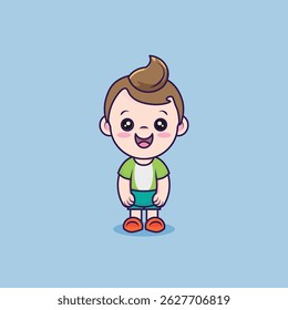Baby boy standing with big smile