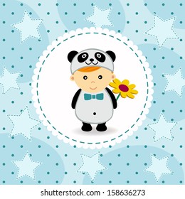 baby boy in suit of panda - vector illustration