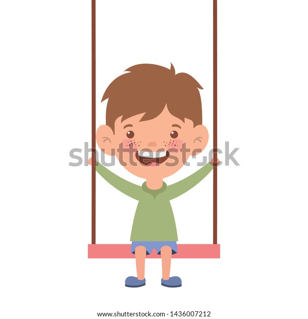 Baby Boy Swing Smiling On White Stock Vector Royalty Free