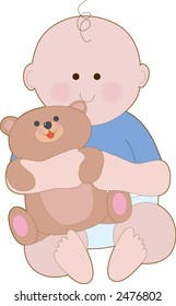 Baby Boy with Teddy Bear