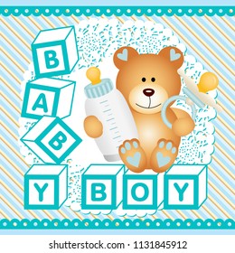 Baby boy teddy bear background
