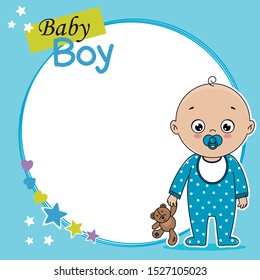 Baby Boy Teddy Bear Frame Space Stock Vector (Royalty Free) 1527105023 ...