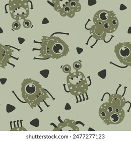 baby boy tee pattern design with cute monsters drawing