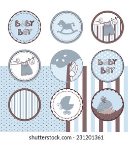 baby boy theme circle labels