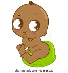 Baby boy using the potty. Vector illustration