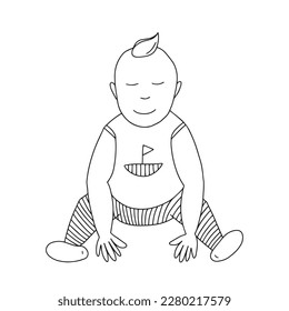 Baby Junge, Vektorgrafik handgezeichnet doodle Illustration. Kleinkind einzeln auf weißem Hintergrund