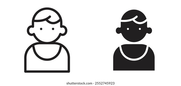 Conjunto de iconos de Vector de bebé niño negro relleno y estilo delineado.